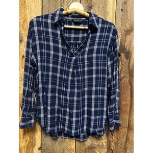 F&F Women's Blue Plaid Button Down  Size M Farmgirl Countrygirl Mountain 
Mama‎
